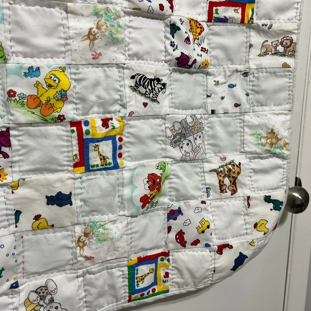 Vintage Handmade Patchwork Baby Quilt‎ Blanket 34x26 Novelty Nostalgic 90s Y2K
